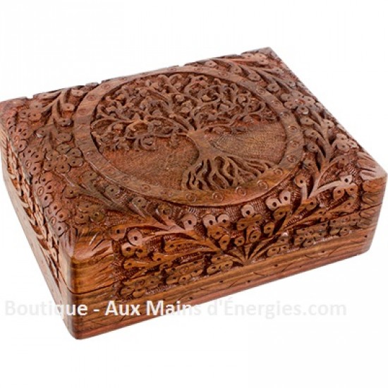 ELEGANT WOODEN JEWELERY CHEST / BOX - WOOD CARVED - HAND CARVED BY AN ARTISAN - TREE